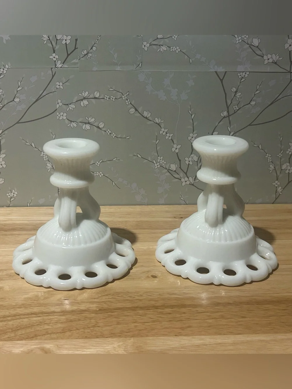 Vintage Westmoreland Doric Milk Glass Candle Holders